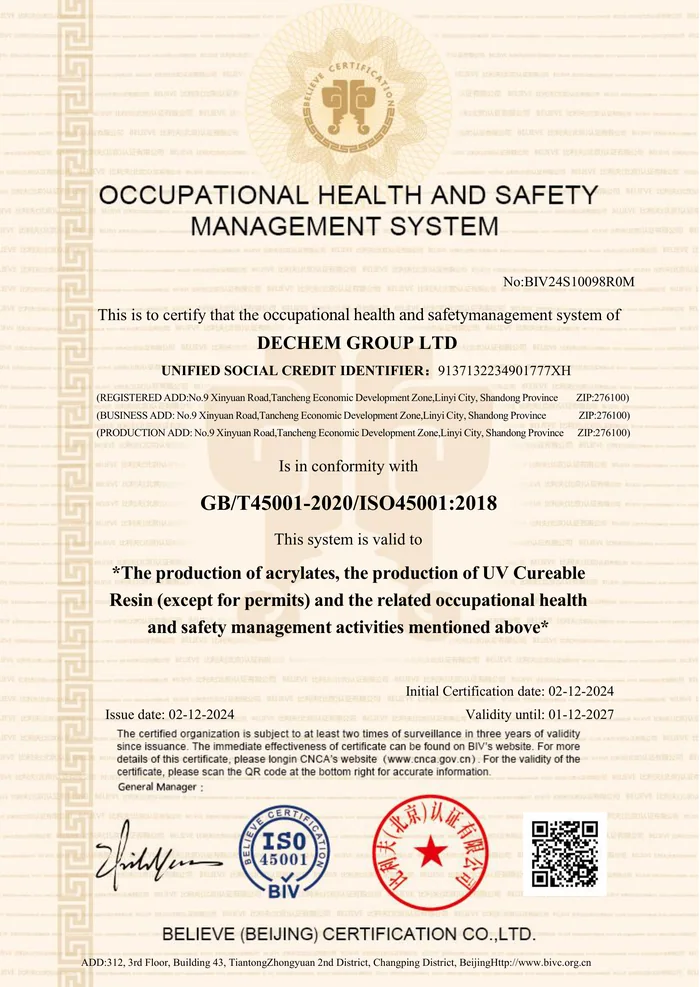 ISO 45001:2018 Occupational Health & Safety Management System